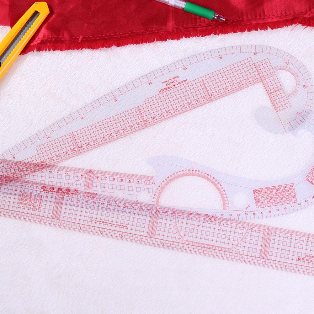 Ruler Tailor Measuring Kit Clear Sewing Drawing Ruler Yardstick Sleeve Arm French Curve Set Cutting Ruler Paddle Wheel