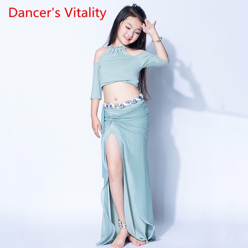 Falda de baile para niñas, ropa de entrenamiento de rendimiento, danza Oriental, traje de diosa perla, vientre,