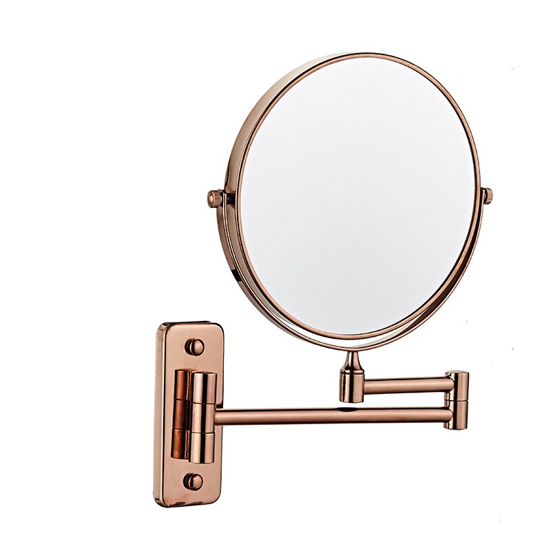 Badeværelse forstørrelses makeup spejl, udtrækkelig foldearm, dobbeltsidet 3x forstørrelse forfængelighed runde spejle, rosa guldfarve: Firkantet type 1x - 5x