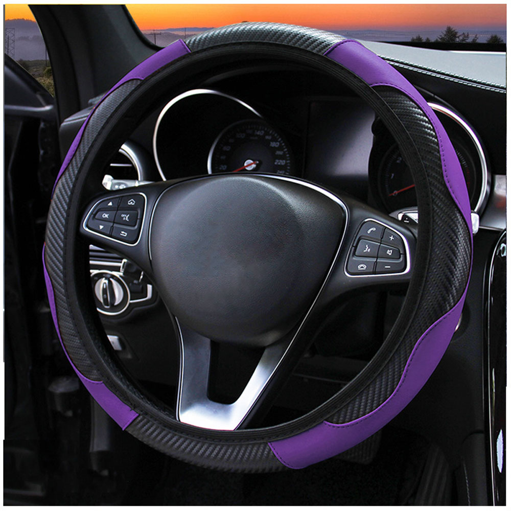 Protector de cuero y fibra de carbono para volante de coche, para peugeot 307 206 308 3008 306 407 205 508 406 1007