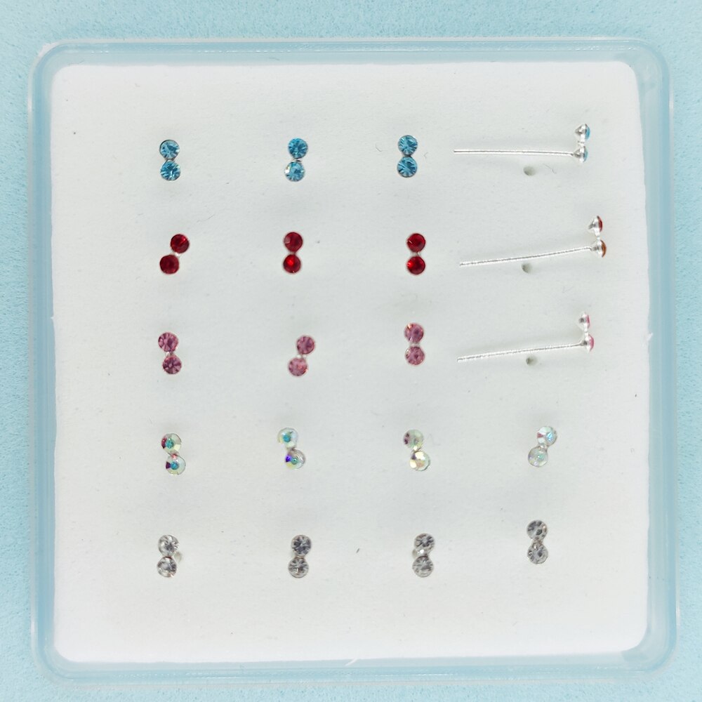 925 Sterling Zilveren Neus Pin Mix Kleur Crystal Nariz Pirercing Piercing Sieraden 20 Stks/pak