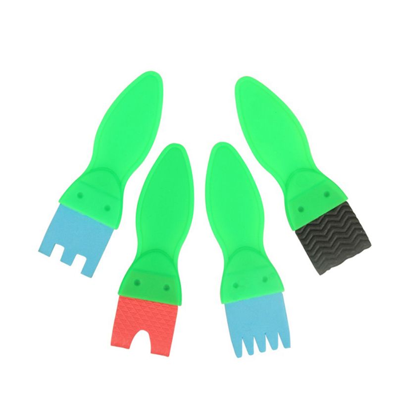 Juego de 12 Uds de esponja para niños, cepillo de esponja, herramientas de espuma para pintar con mango, herramientas para pintar Grafiti de manualidades niños pequeños