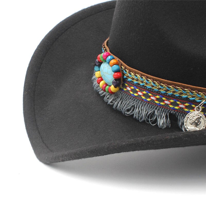 Barneull hule western cowboy lue dusk belte barn jente jazz cowgirl sombrero cap størrelse 52-54cm i 4-8 år