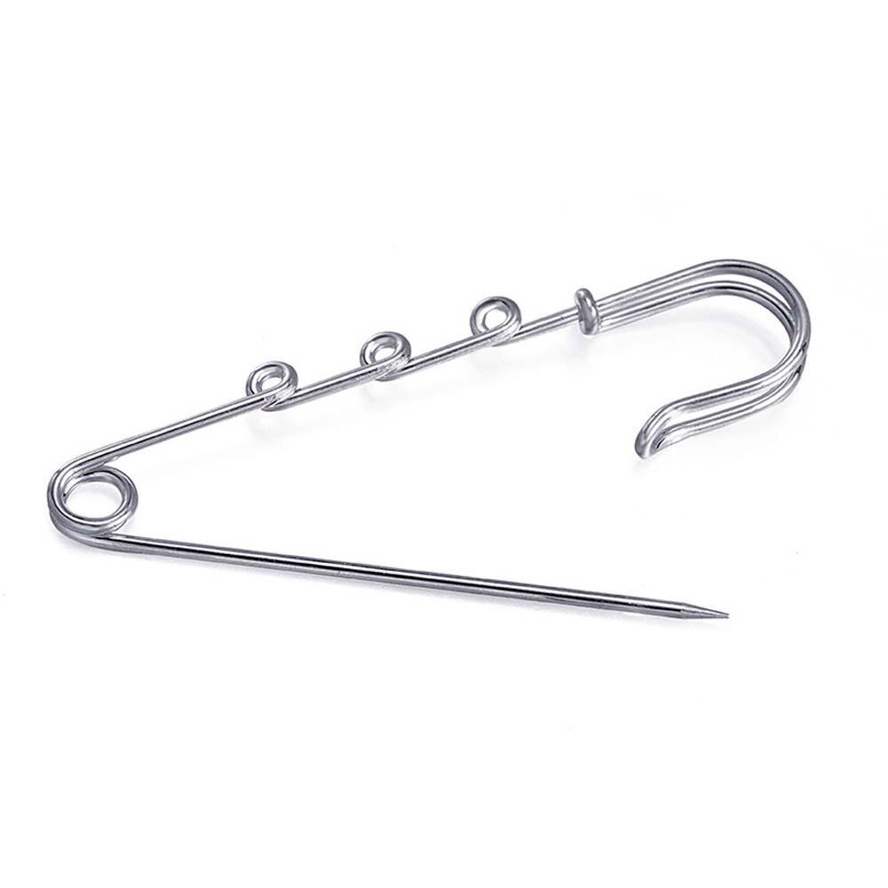 10 Uds. De pasadores con 3 agujeros para broche Diy, accesorios de joyería para niños, con dijes y cadena, Color bronce y plateado, 5cm X 1,5 cm: 6cm	silver