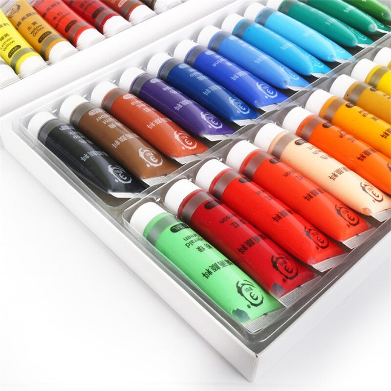 12/24 Colors 15ml Tubes Acrylic Paint Artist DIY Painting Pigment Hand-painted Wall Paint Waterproof Art Supplies