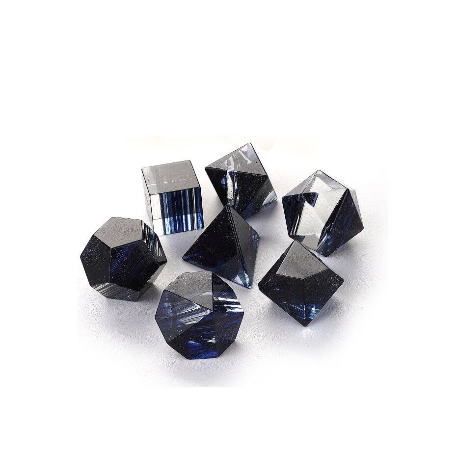 Bleu soie verre numérique polyèdre jeu de dés 7 pièces en cours d'exécution groupe jeu de société dés constellation jeu de dés