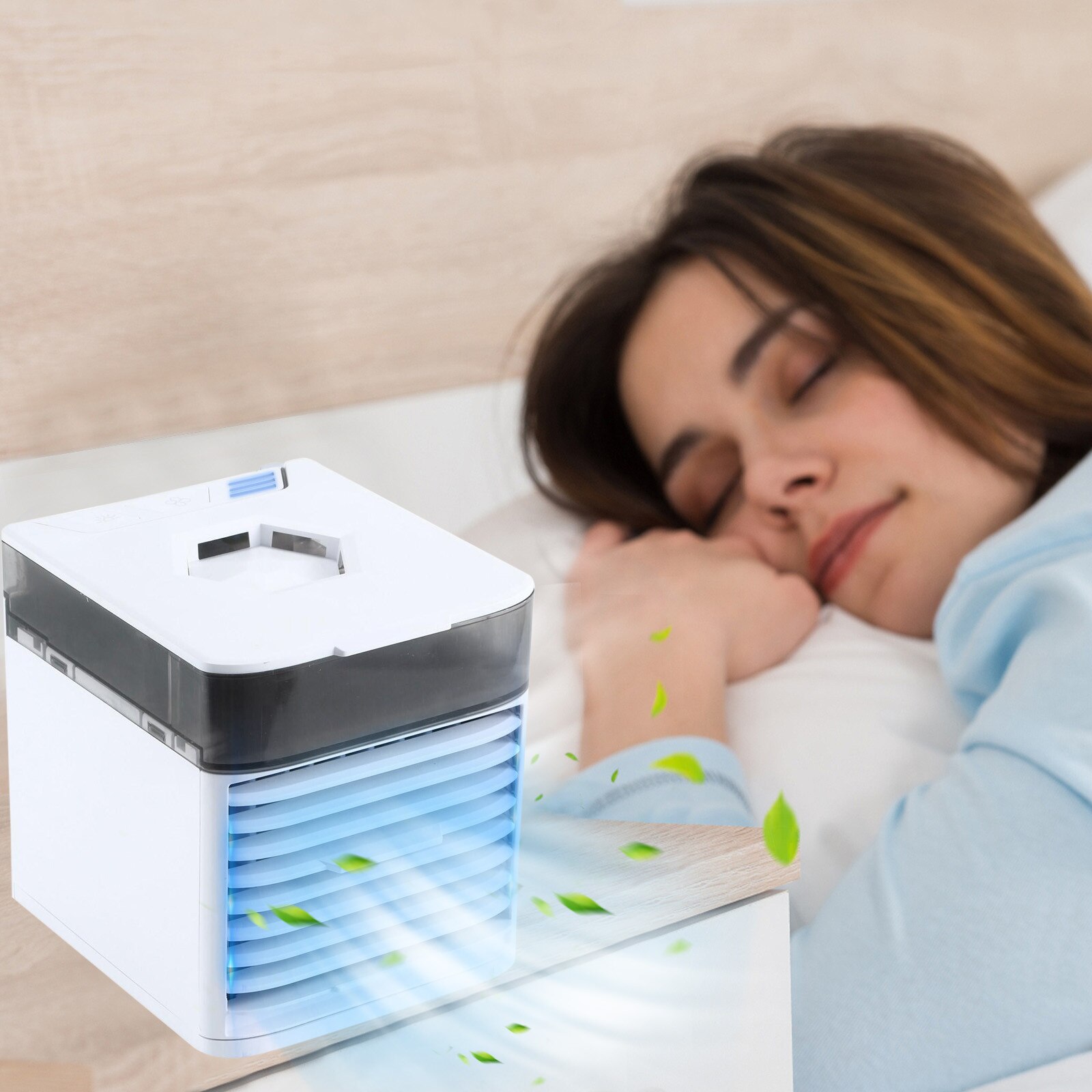 Portable Mini Air Cooler Square Usb Small Air Cooler Ice Crystal Small Air Conditioner Air Cooler Home Bedrooms Office Use