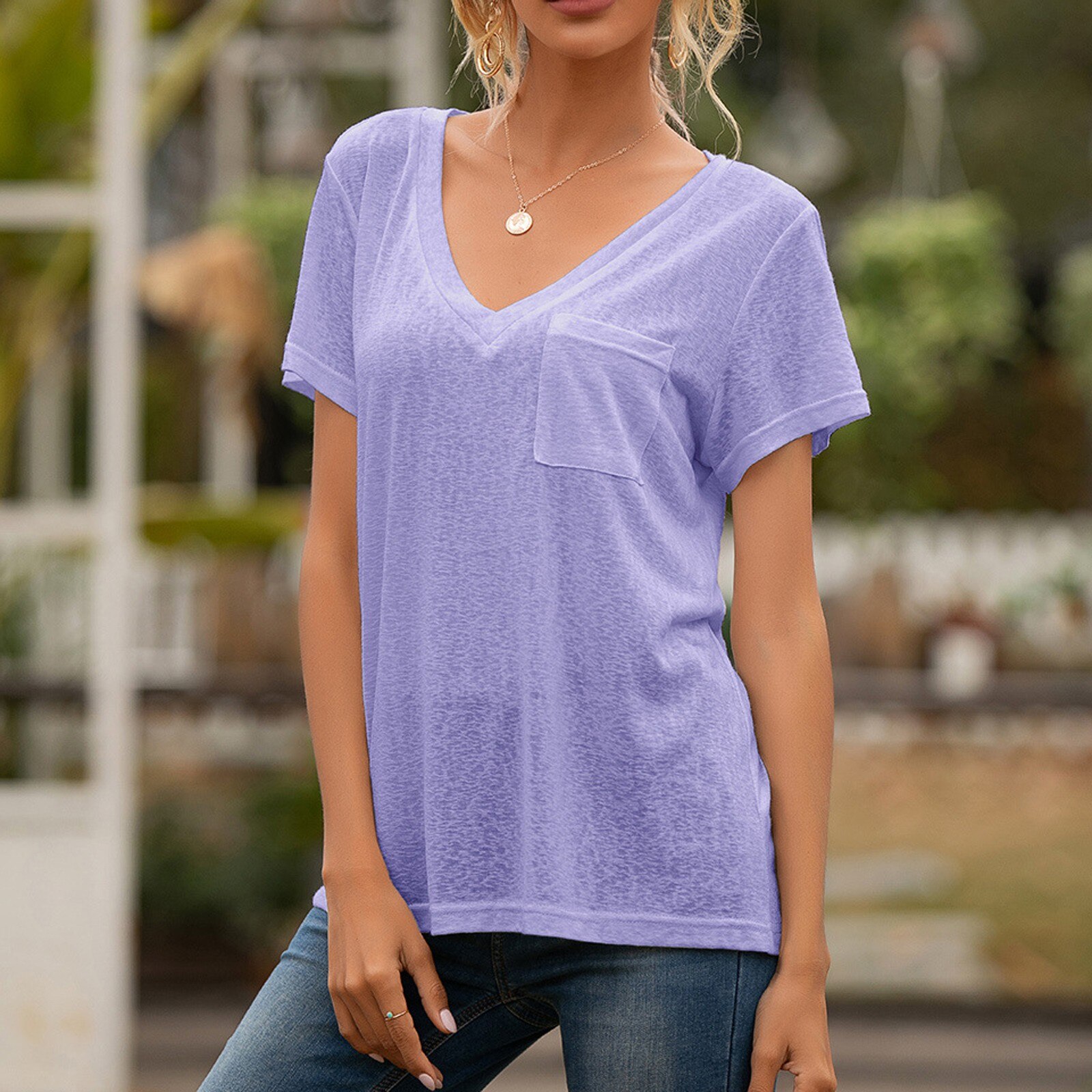 TEA-NRT-526T WHITE DENIM POCKET T-SHIRT
