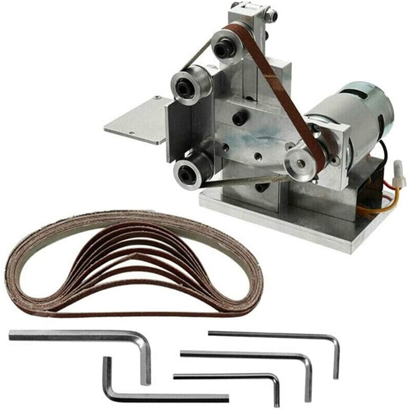 Mini amoladora lijadora de banda eléctrica pulido DIY abrasivo máquina multifuncional con herramientas lijado cinturones y llaves: Default Title