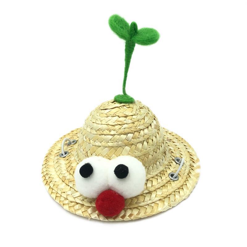 Adjustable Pet Sombrero Dog Cat Straw Hat Cute Mini Puppy Sun Bucket Cap for Small Puppy Kitten Supplies: bean sprouts / XS