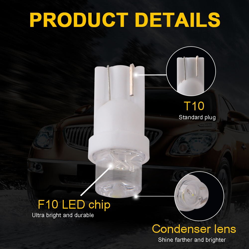 20PCS DC6V 6.3V 555 T10 194 168 Concave Lens LED Bulb Arcade Pinball Battery Game Machine Light White Red Blue Green Amber RGB