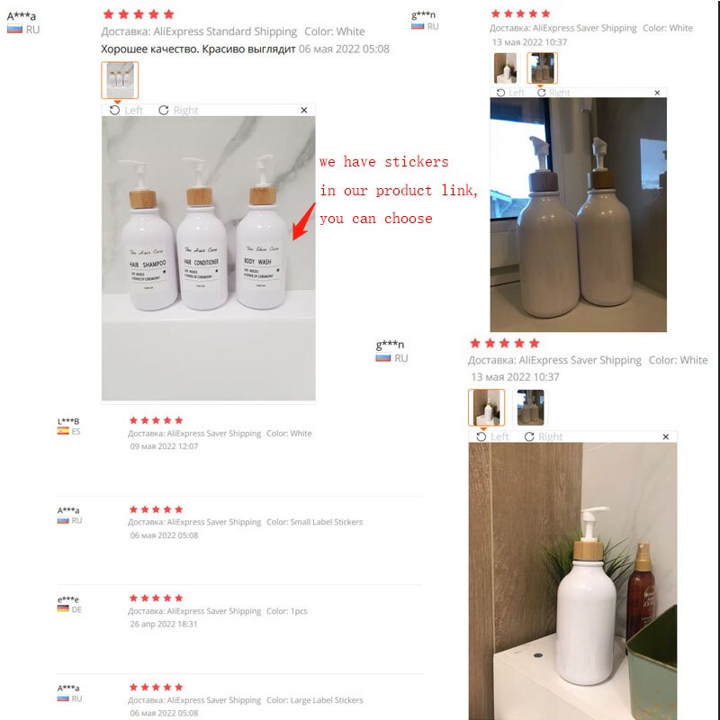Vit tvålflaska för badrumsschampo kroppstvålflaska lotionpress med stor kapacitet plast tom behållare 500ml