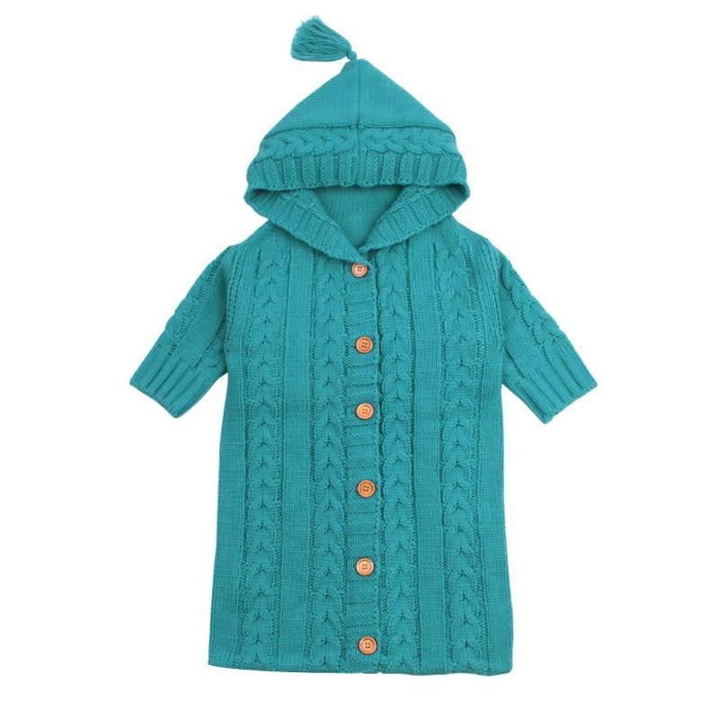 Caldo di inverno del lavorare a maglia Del bambino Sacchi A Pelo con Manica Primavera tutto'uncinetto Appena nato Delle Ragazze Dei Ragazzi Sacchi di Sonno infantile Passeggino Buste 0-12M: verde