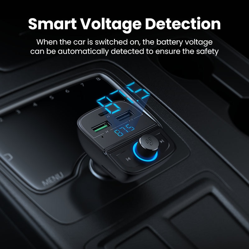 Ugreen bluetooth fm transmitter nabíjačka do auta pre iphone 13 qc 3.0 bluetooth 4.2 bezdrôtový rádiový adaptér dual usb rýchla autonabíjačka