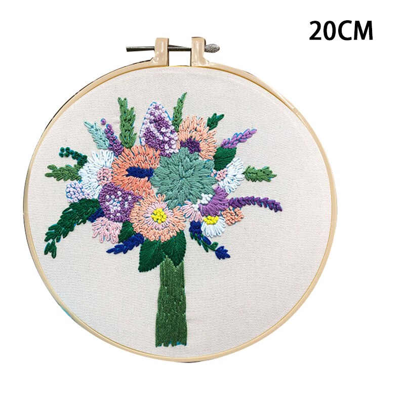 European-style Flowers DIY Embroidery Ribbon Set Beginners With Embroidery Shed Sewing Kit 3D Flowers Embroidery Kit with Hoop