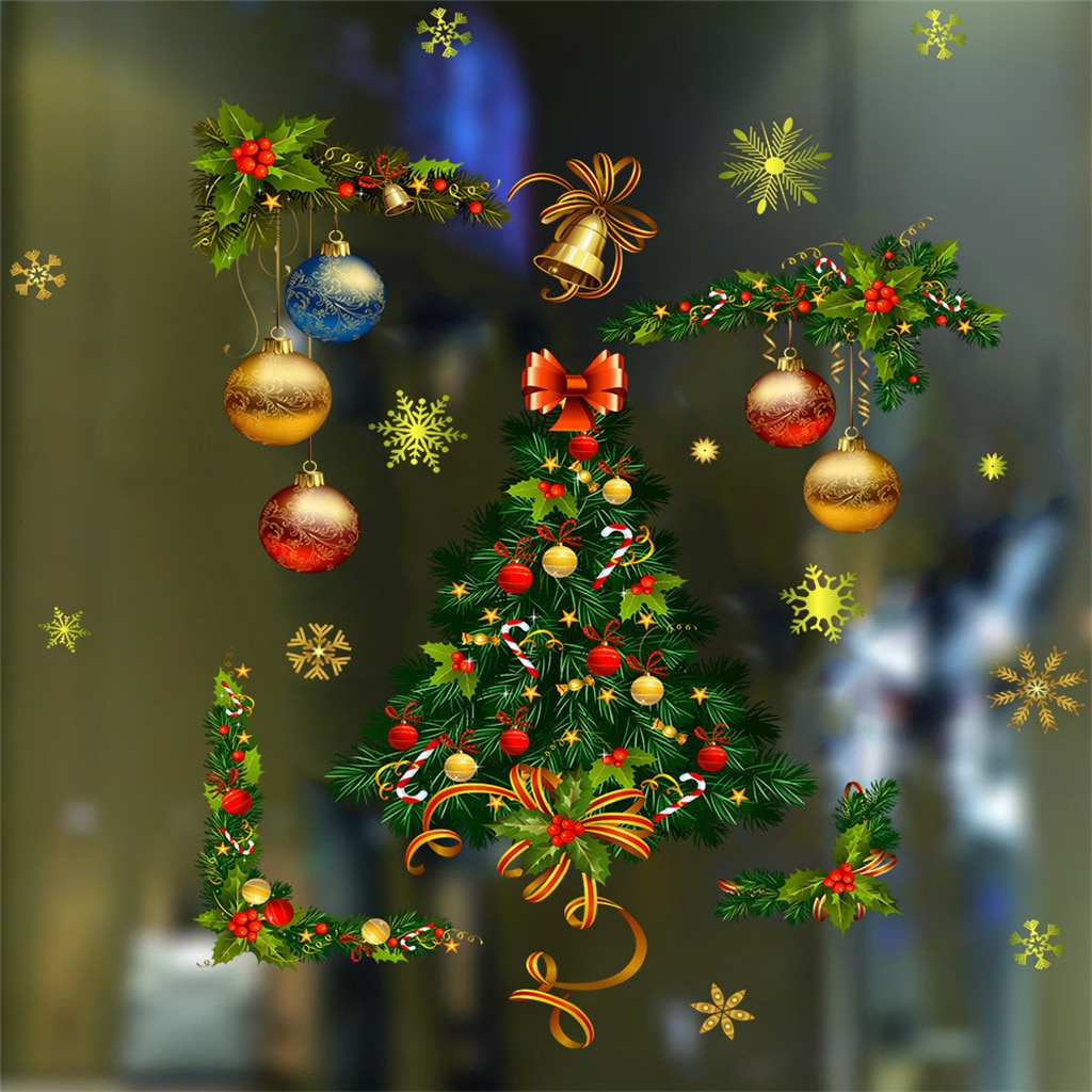 Christmas Wall Stickers Large Christmas Tree Sticker Removable Decal Home Decor Shopping Mall Window Decoration #3