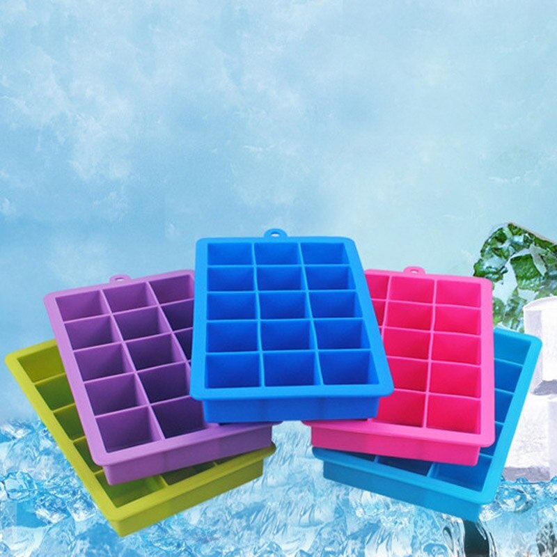 DIY Big Ice Cube Mold Square Shape Silicone Tray Fruit Maker 15 Lattice Bar Kitchen Accessories OCT998