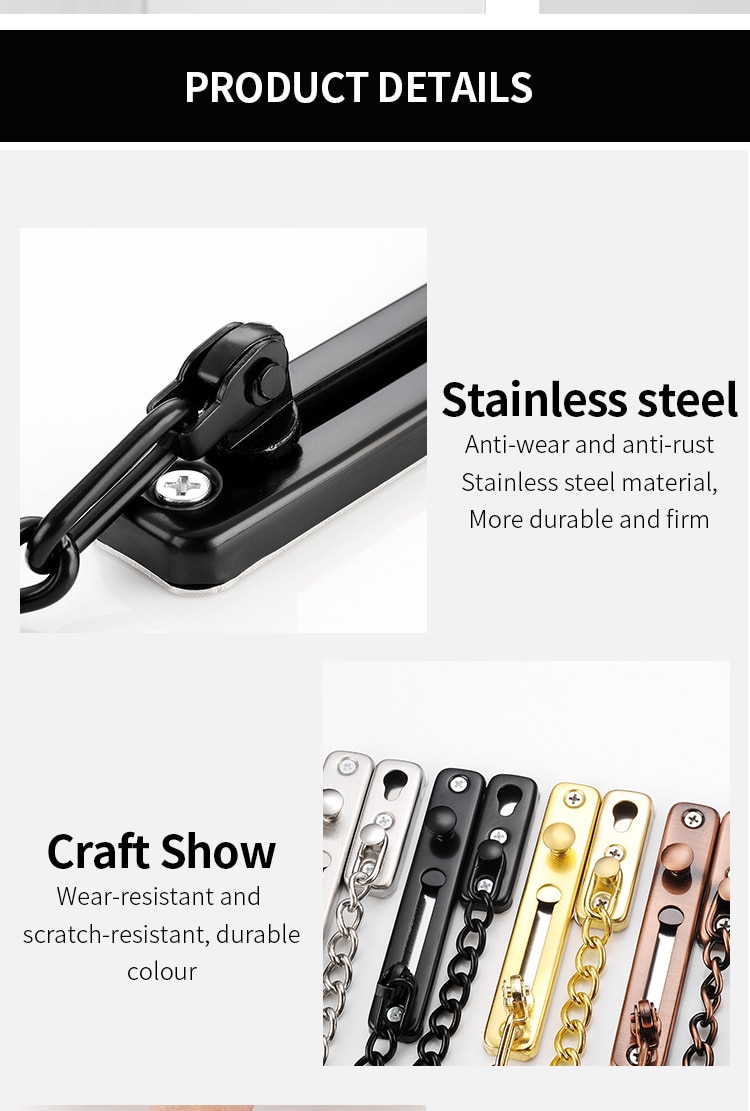 JZPENG anti-theft chain door chain home door latch door lock anti-theft lock security lock door lock anti-lock pin punch-free