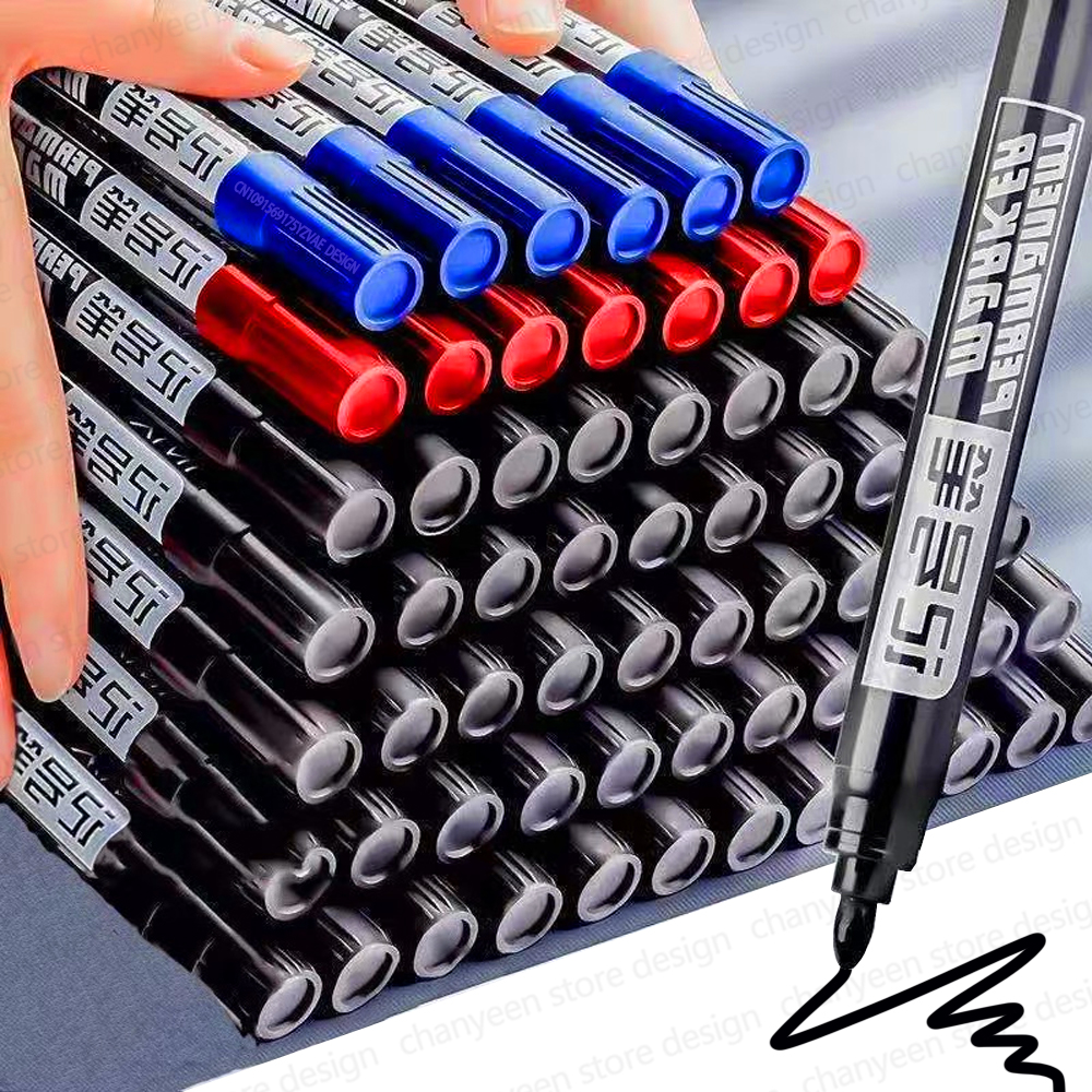 Rotuladores a base de aceite impermeables, tinta negra, azul y roja para vidrio, Metal, papelería, arte, dibujo, suministros escolares de oficina, 5-50 Uds.