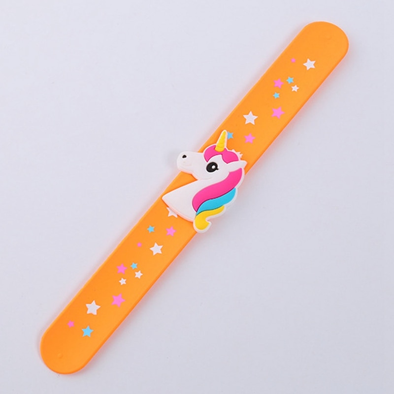 Trendy Children Girl Boy Star Printing Colorful Cute Unicorn Wristband Flexible Wrap Slap Bracelet Animal Bangle: OR