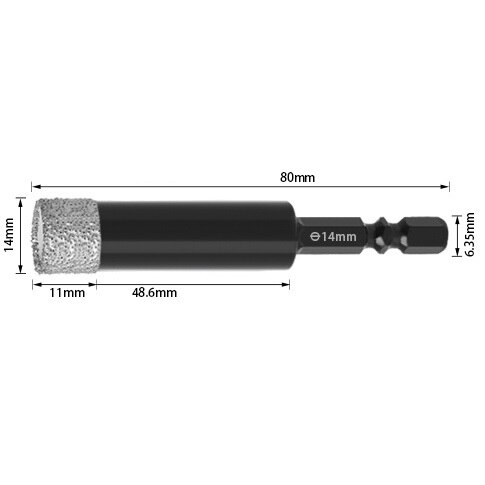 5-14mm Glass Drill Bits Hole Saw Cutter Vacuum Brazed Diamond Coated Core Hole Saw Drill Bit Ceramic Dry Bit Core Drill Bits Kit: 14mm