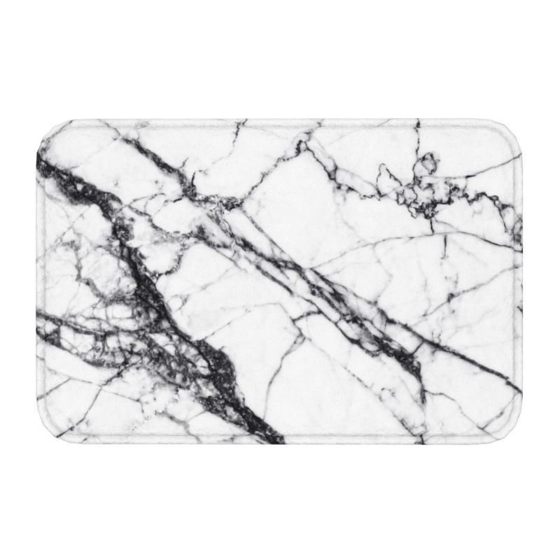 Tappetino per porta in marmo nero fumé, antiscivolo, con texture astratta, bagno, cucina, garage, 40 x 60 cm, ingresso soggiorno