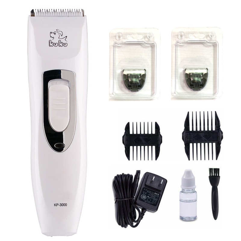KUKU KP3000 Electric Dog Hair Trimmer Rechargeable Sharp Pet Hair Clipper Dog Grooming Haircut Shaver Machine White