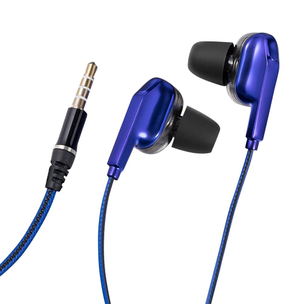 3.5mm kabelgebundene in-ear-sportkopfhörer mit 2 treibern, quad-moving-coil-treiber, hifi-bass, hd-mikrofon und galvanisiertem gehäuse: Blau