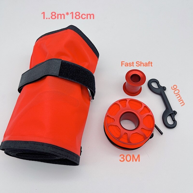1.5/1.8cm dykning smb boj set ytmarkör signalrör dykrulle rullar boj undervattens dykutrustning dykning snorkling: 1.8 m 18cm set