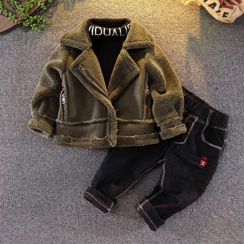 Children Boys Girls Winter Windproof Zipper Long Sleeves Wool Coats Kids Clothing Patchwork Thick Warm Outerwears C20