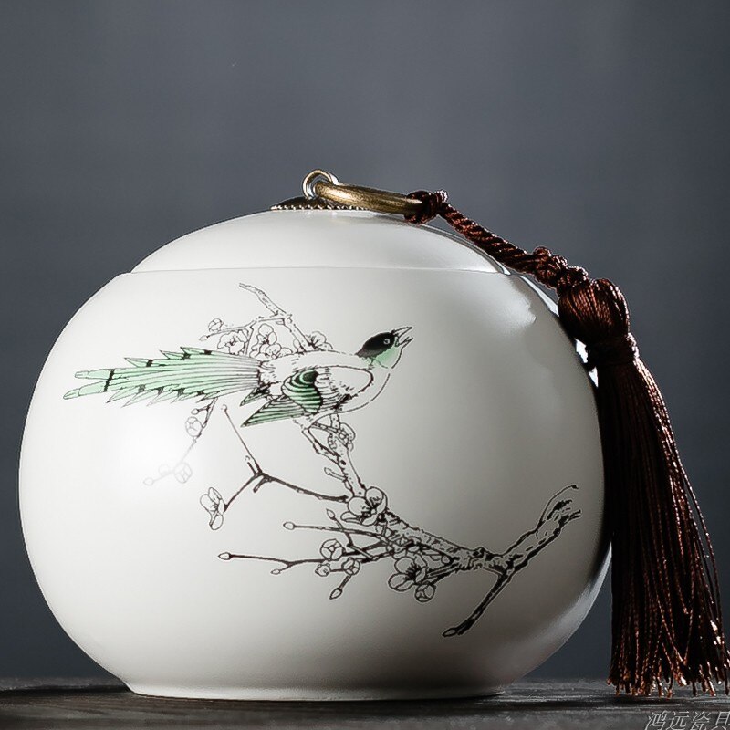 Large capacity Ceramic Tea Caddy Portable Sealed travel Tea Jar Candy coffee Storage Spice Container Tea Boxes storage tank: H