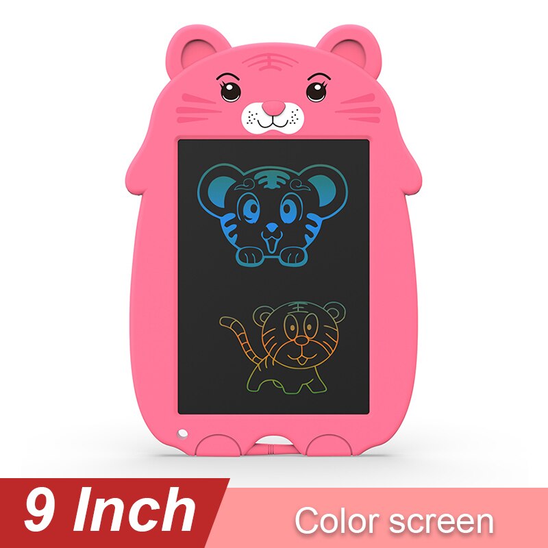 9- inch lcd writing tablet drawing toy, colorful cute cardboard shaped doodle drawing board pad, personalized for children: Pink tiger cs