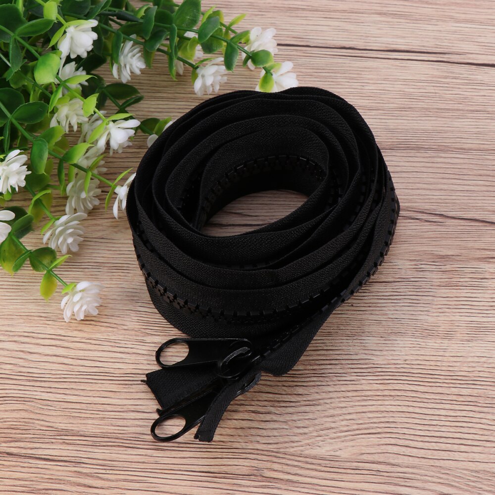 Cremallera de resina Separable de doble cara, larga, negra, 200CM, con extremo de retención para saco de dormir, tienda de campaña, Coa