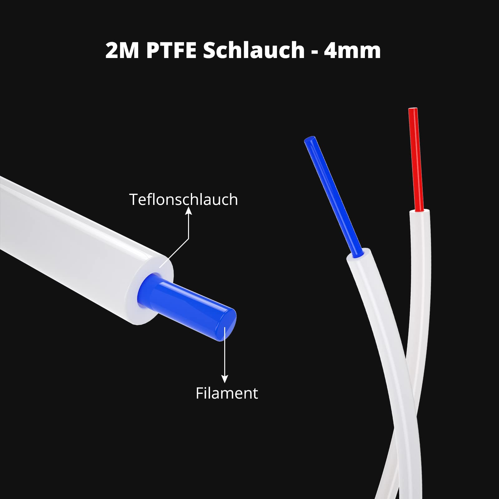 Tubo de teflón de PTFE de 2M, tubo de impresora 3D para filamento de 1,75mm, 4mm OD X 2mm ID, tubo de PTFE transparente, resistente a altas temperaturas, Flexible