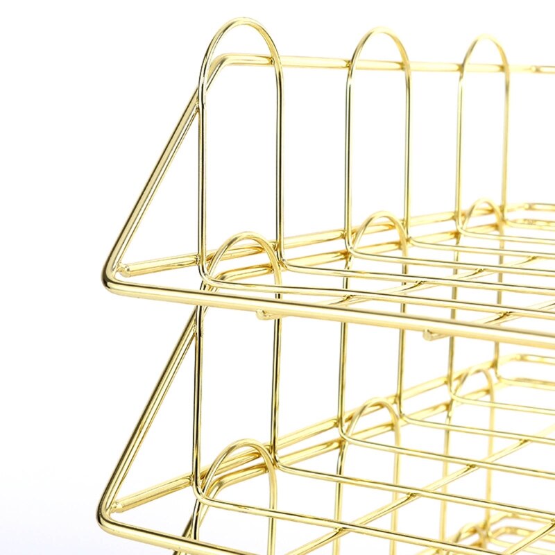 Modern Stackable Letter Tray Desktop Organizer Under Desk Hanging Organizer Metal Paper Tray for Women Men