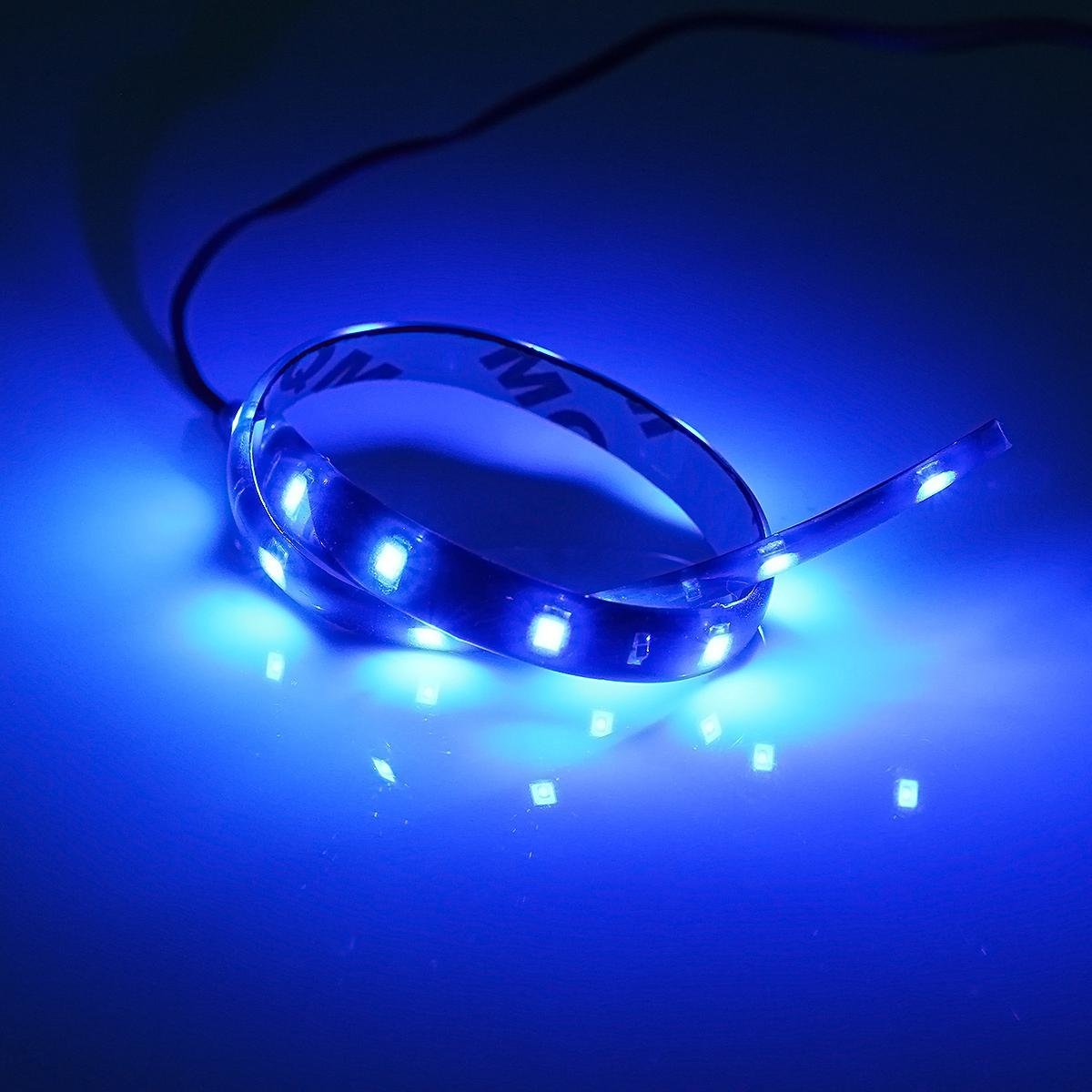2pcs Car Auto Motorcycle Strip Lights 30CM Blue DC 12V 15 LED SMD Waterproof Flexible Light Flexible Car LED Light Bulb