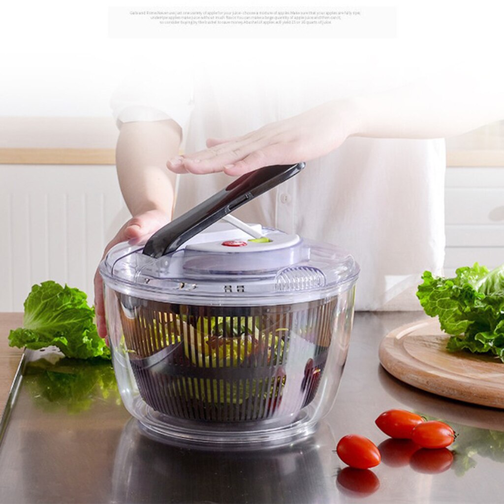 5L Salade Spinner Met Clear Serveerschaal Anti-Wobble Tech Groente Of Sla Droger Voor Thuis Keuken