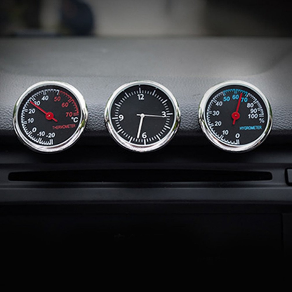 Round Shape Car Automobile Digital Clock Auto Watch/Thermometer/Hygrometer Car Interior Decoration Ornament Car Styling