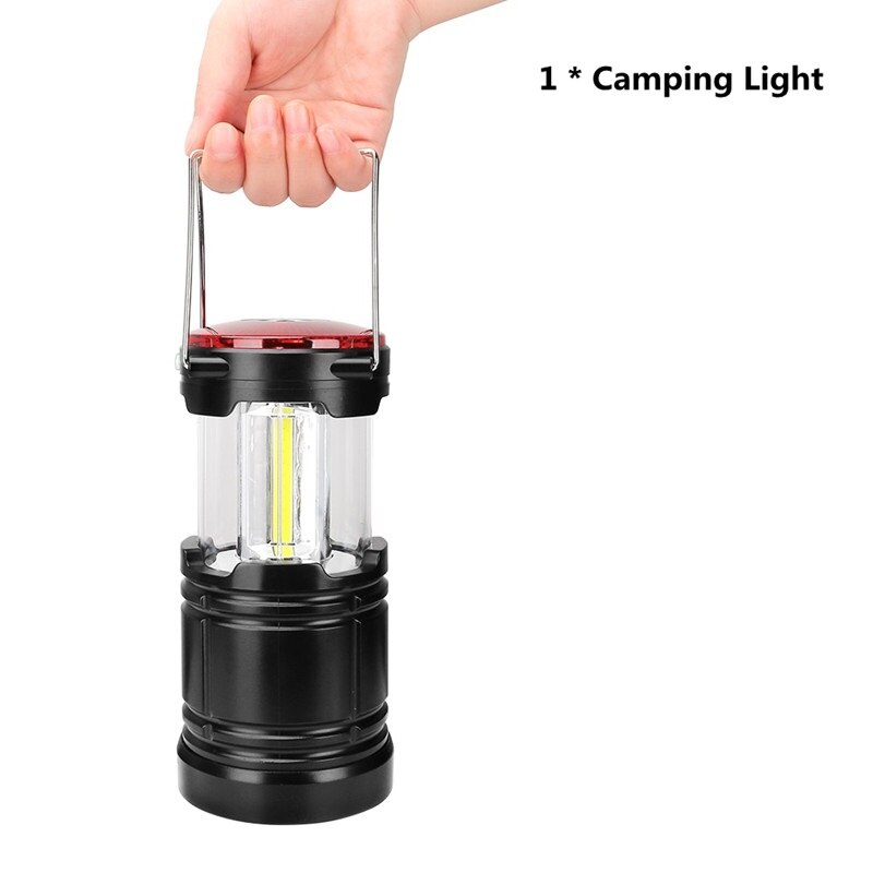 Cob +1w led+röd lampa vattentät campingljus lanterna led hängande ficklampa tältlampa usb port bärbar lanterna uppladdningsbar: Utan batteri