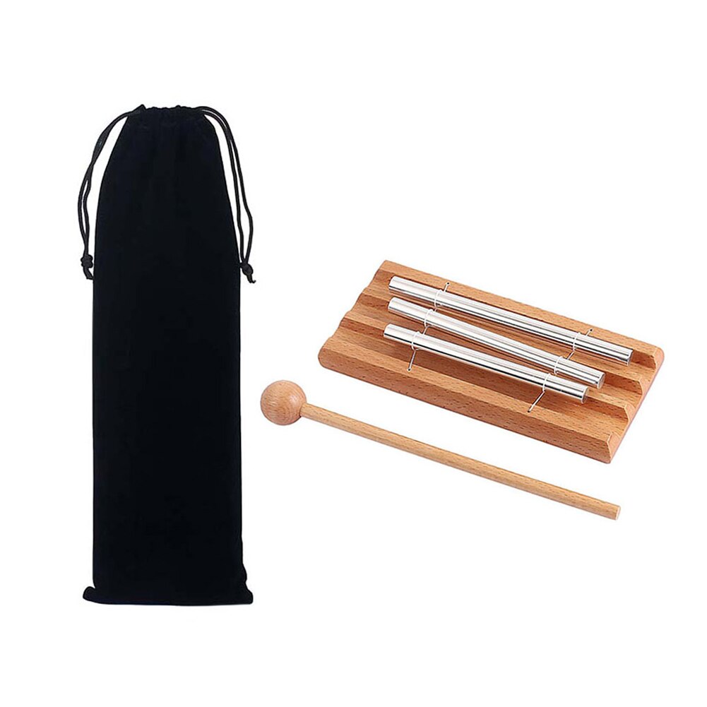 Wooden Mindfulness Portable Meditation Chime Knocking Classroom Percussion Instrument Bell Musical Storage Bag With Mallet