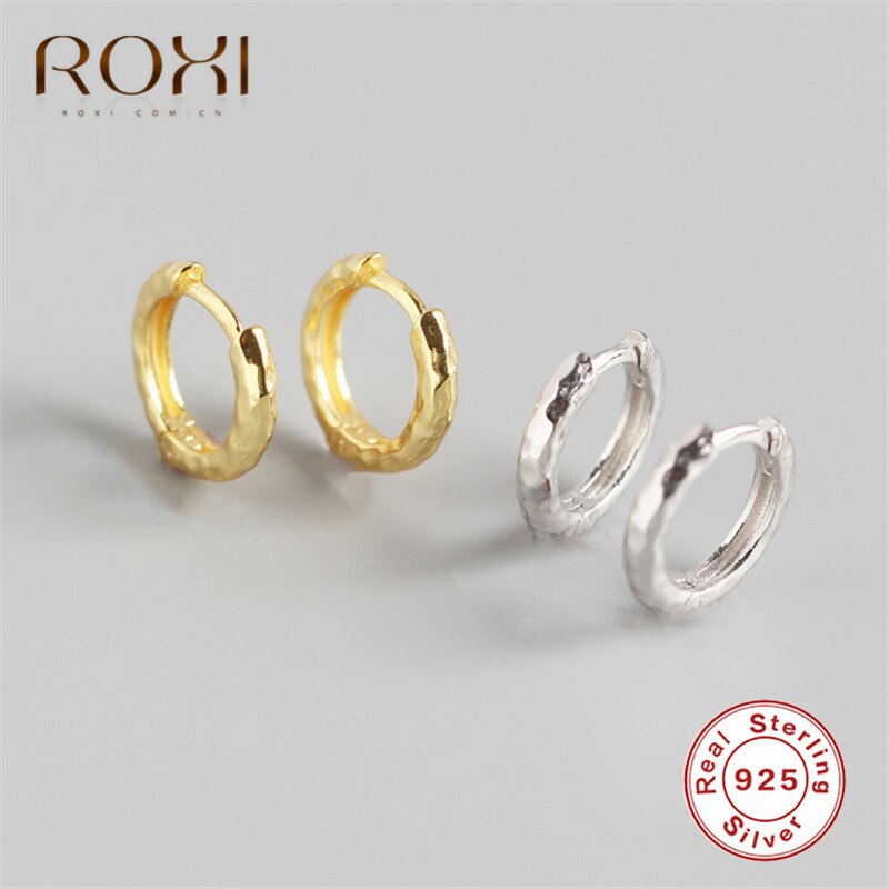 ROXI 925 Sterling Silver Simple Round Stud Earrings for Women Geometric Circle Earrings Personality Irregular Korean Earrings