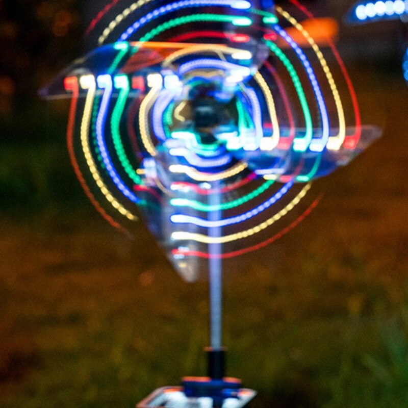 Solar Wind Spinner Garden Stake Pinwheels with 8 Lighting Modes LED Fairy Lights B2QD