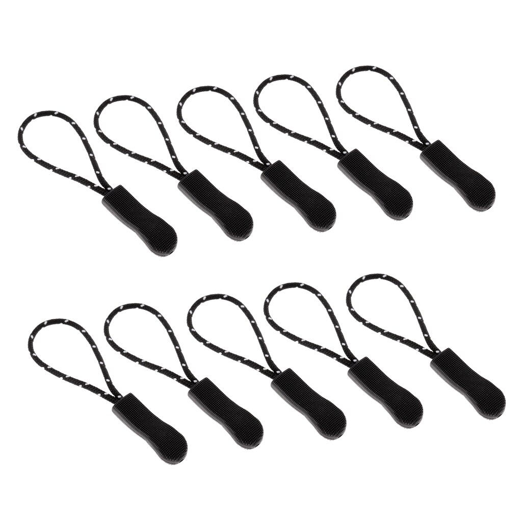 10 kpl kestävä vetoketju vetää vetoketjuista vetoketjutunnisteet johto vetää vetoketjun jatkoa vetoketjun kiinnitin takin reppuun: Musta