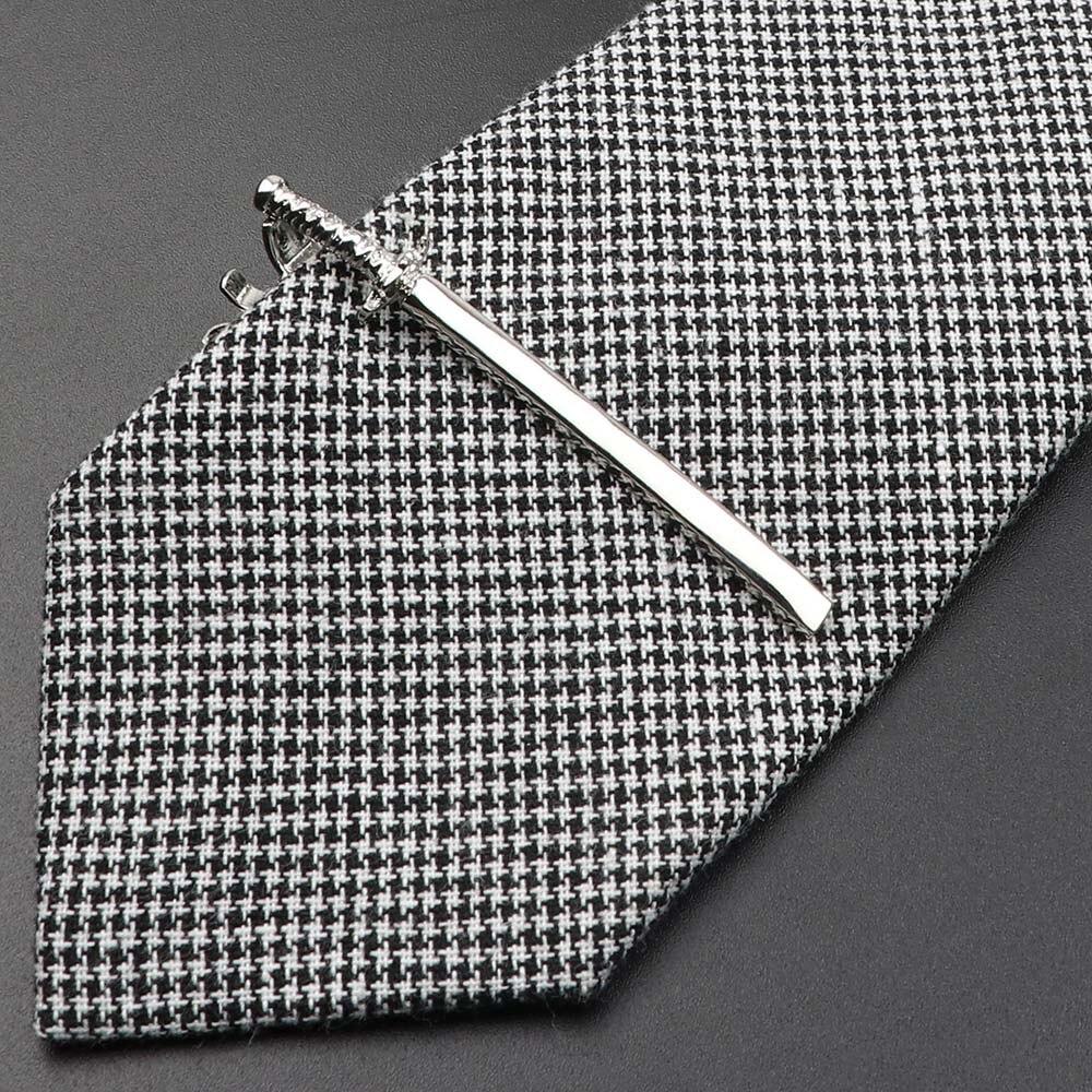 1 Piece Chrome Stainless Tie Clips Guitar lizard Dinosaur Bird Sword Pen Shape Tie Clip for Men Necktie Clips Pin For Mens: 10