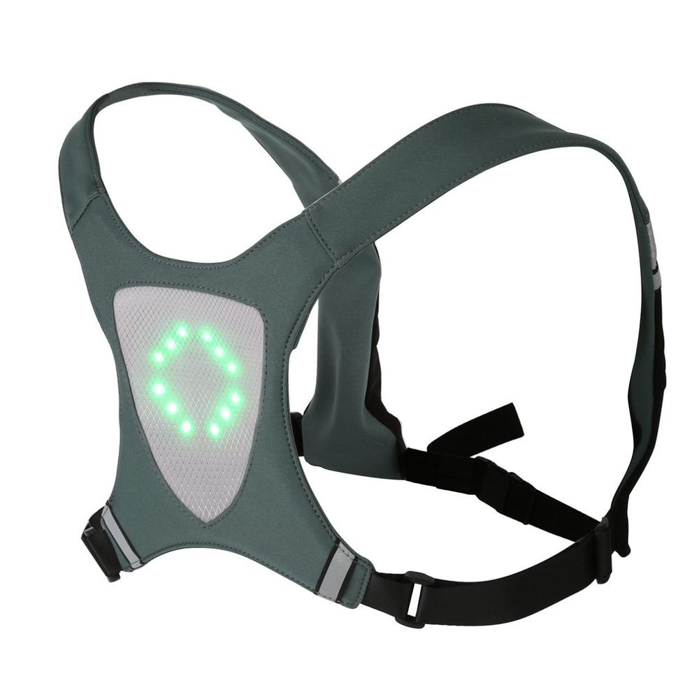 Chaleco de seguridad inalámbrico con emisor de luz Led con Control remoto bolsa iluminada Chaleco de ciclismo chaleco para montar: Gris