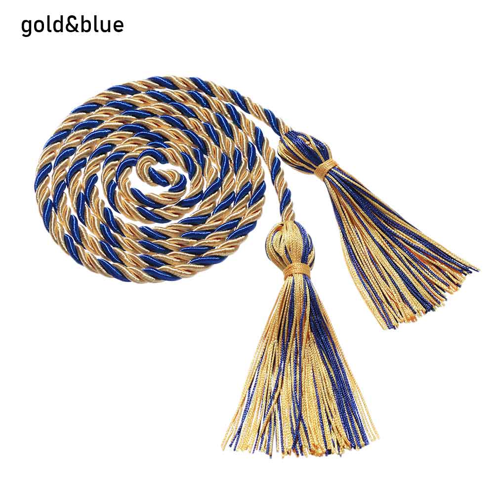cordon de remise de diplôme pour honneur, cordon de gland en Polyester, cordon de cordon pour robe d'enterrement de vie de jeune fille, cordon de serrage pour étudiants: gold-blue