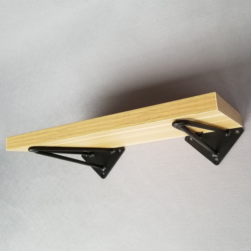Retro Iron Black Triangle Wall Bracket Fixed Tray Shelf Wood Metal Bracket Wall Shelf for Microwave Hardware Accessories