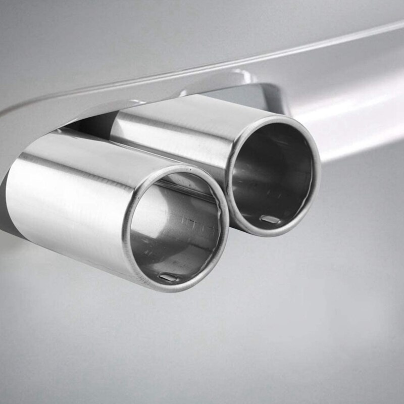 Universal Dual-Tube Car Tail Pipe, Two Black and White Car Tailpipes, Stainless Steel Exhaust Pipe