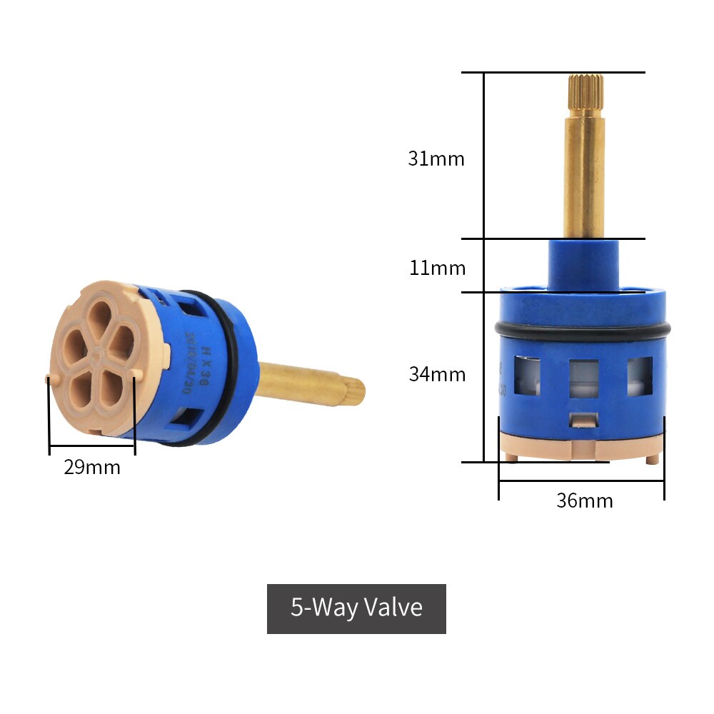 Shower Valve Ceramic Faucet Cartridge 2/3/4/5 Way Shower Valve Diverter Cold & Water Mixer Cartridge Sizes 31/35/44mm: 5way-blue-31mm