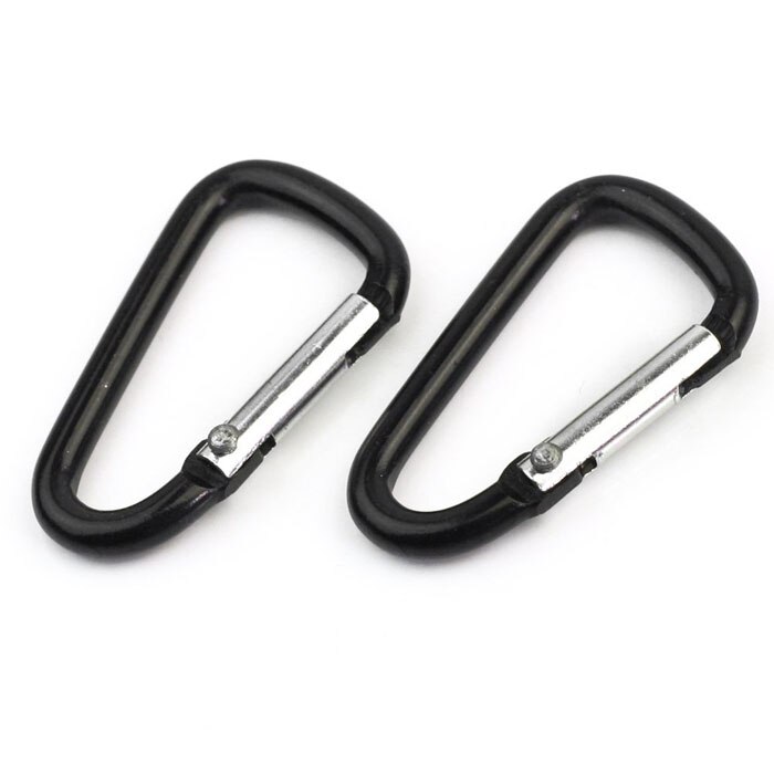 2 Stuks Aluminium D Vormige Karabijnhaak Spring Snap Clip Haken Camping Wandelen Klimmen Sleutelhangers Voor Outdoor Sport Clip Haak 25 #: Black